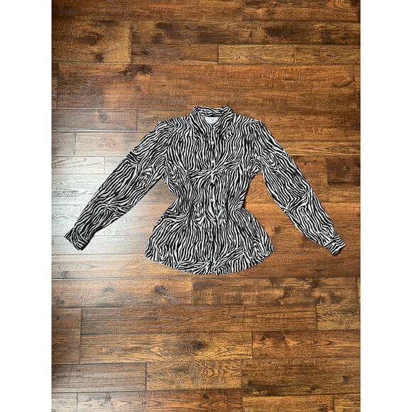 Vintage Clothing - Sheer Button Up Shirt Zebra Print - 100% Silk - Small - Tess - Picture 1 of 8